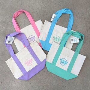 Bundle! Trader Joe's 2026 New! Mini Canvas Tote Pastel Spring Colors